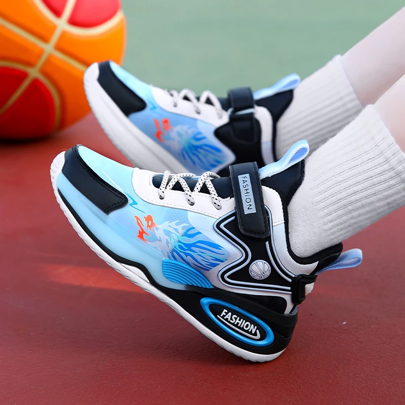 2024 New Leather Teenagers Basketball Shoes Comfortable High-quality Children Sneakers Fashion Comfortable Basketball Sneakers