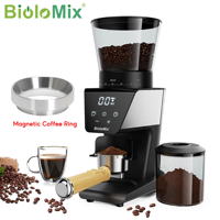 BioloMix Automatic Burr Mill Electric Coffee Grinder with 30 Gears for Espresso American Coffee Pour Over Visual Bean Storage