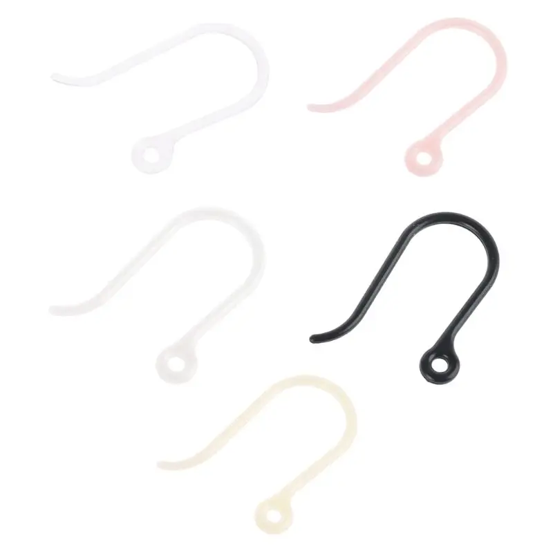 E15E 100 Pcs Clear Resin Earring Hooks Non-Allergic Plastic Ear Wire Hooks for DIY Art Craft Jewelry Making Accessories