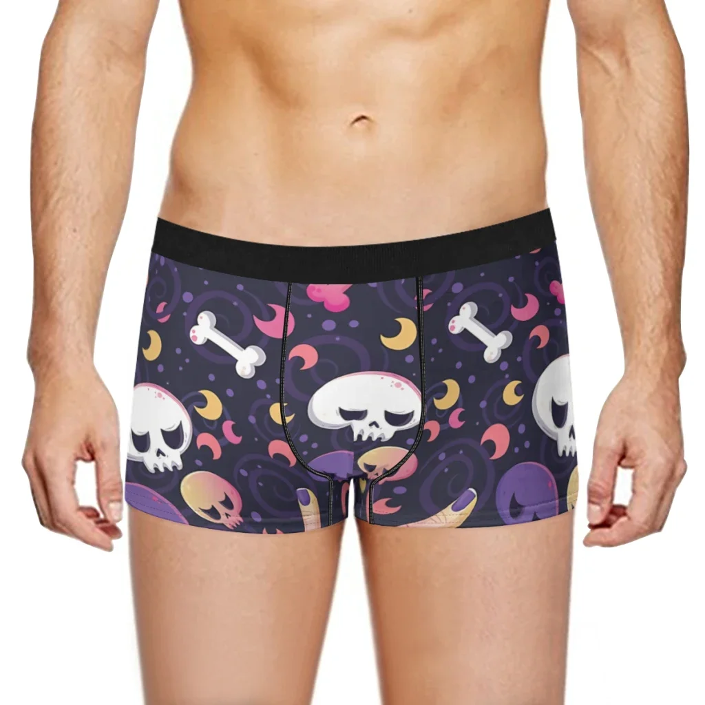 Halloween Pattern Skull Bones FingersSkull StyleUnderpants Cotton Panties Men's Underwear Comfortable Shorts Boxer Briefs