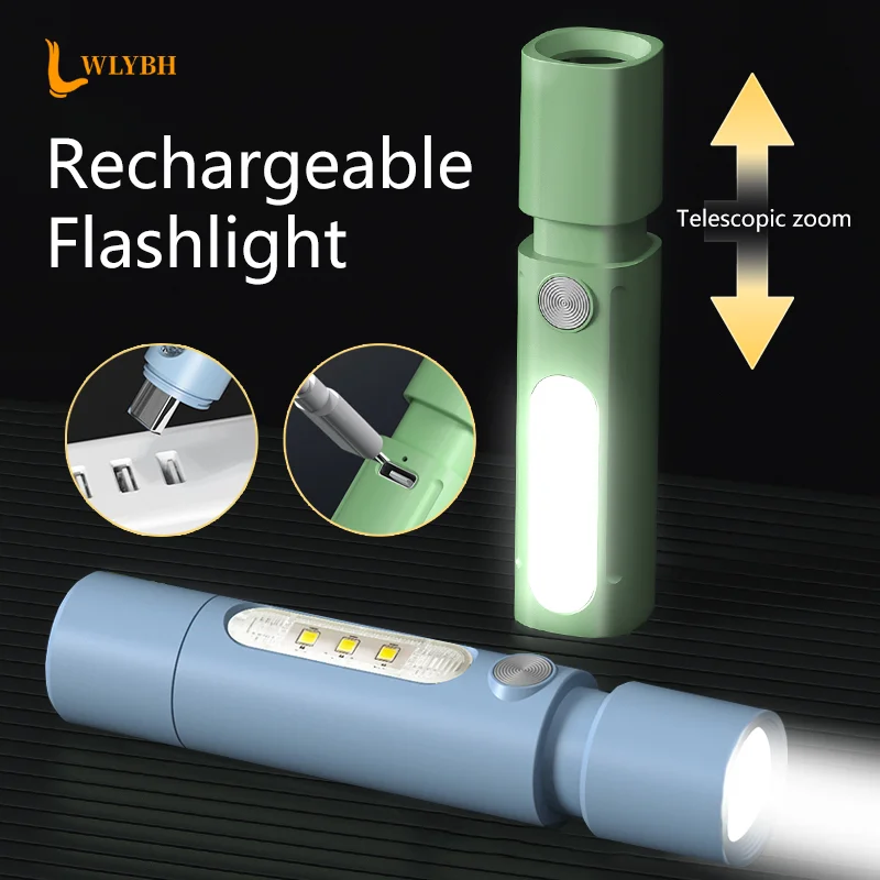 Rechargeable Led Flashlight Outdoor Emergency Mini Torch High Power Lighting Lights With Side Lamp Camping Lantern Luminaire