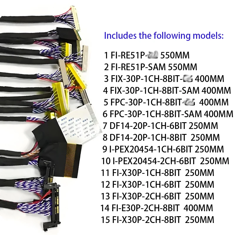 Screen Driver Kit 15PCS for Maintenance Screen Tester Packaged LCD Panel LVDS Screen Line universal LCD Screen Line