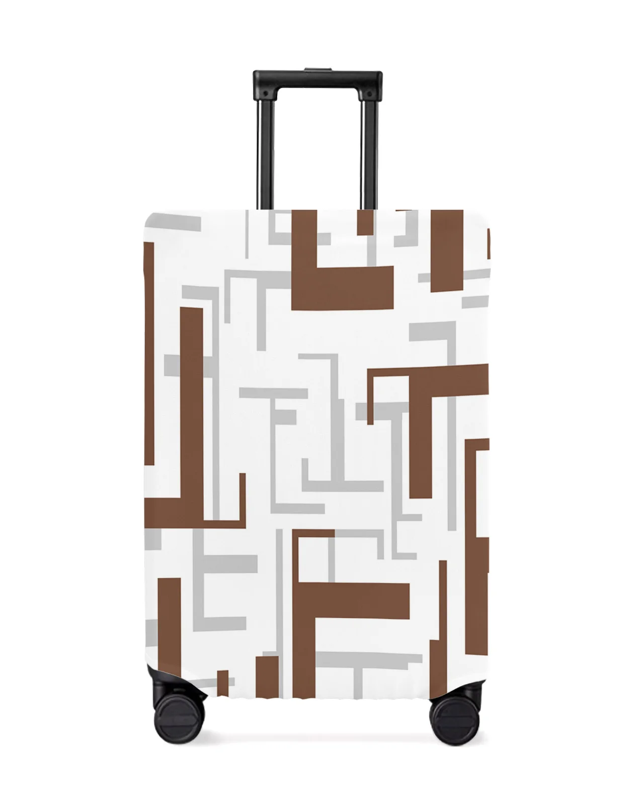 

Modern Art Geometry Brown Grey Luggage Cover Stretch Suitcase Protector Baggage Dust Cover for 18-32 Inch Travel Suitcase Case