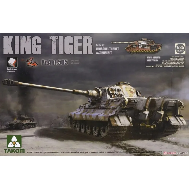 Takom 2047 1/35 독일 헤비 탱크 킹 타이거 헨셸 건 터렛, Schwere Panzerabteilung 505, 인테리어/짐머릿 포함