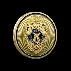 United States Blue Line Skull Bronze Coin To Protect and Serve Collectible Challenge Coin Police Officer Commemorative Coin