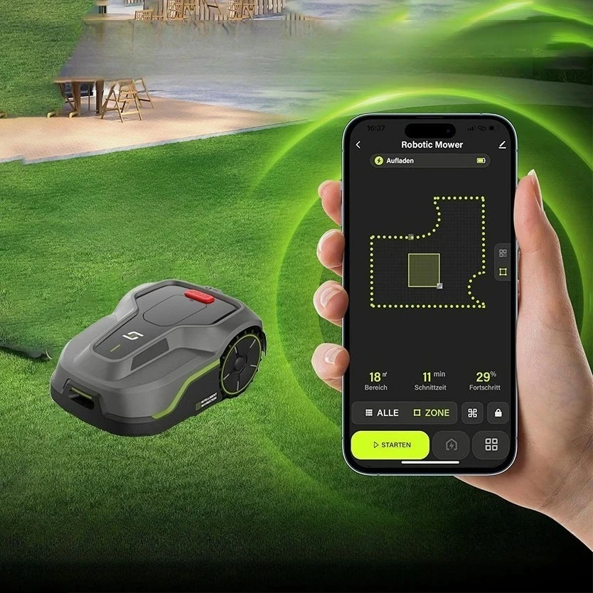الذكية روبوت جزازة العشب التلقائي روبوت جزازة العشب مع نظام تحديد المواقع ل 600m2 حديقة التطبيق التحكم مخصص الطريق جزازة العشب الروبوتية