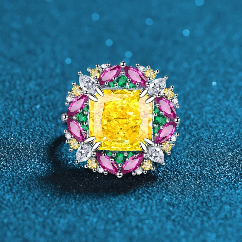 

Роскошное твердое платиновое открытое кольцо PT950 Candy Series с ледяным цветком, женское кольцо с бриллиантом