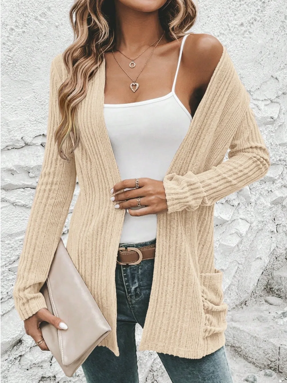 

Fall Faion Long Sve Knitted Cardigan Women's Outerwear Soft Polyester Blend Street Sle Regular Fit Thiened Coat