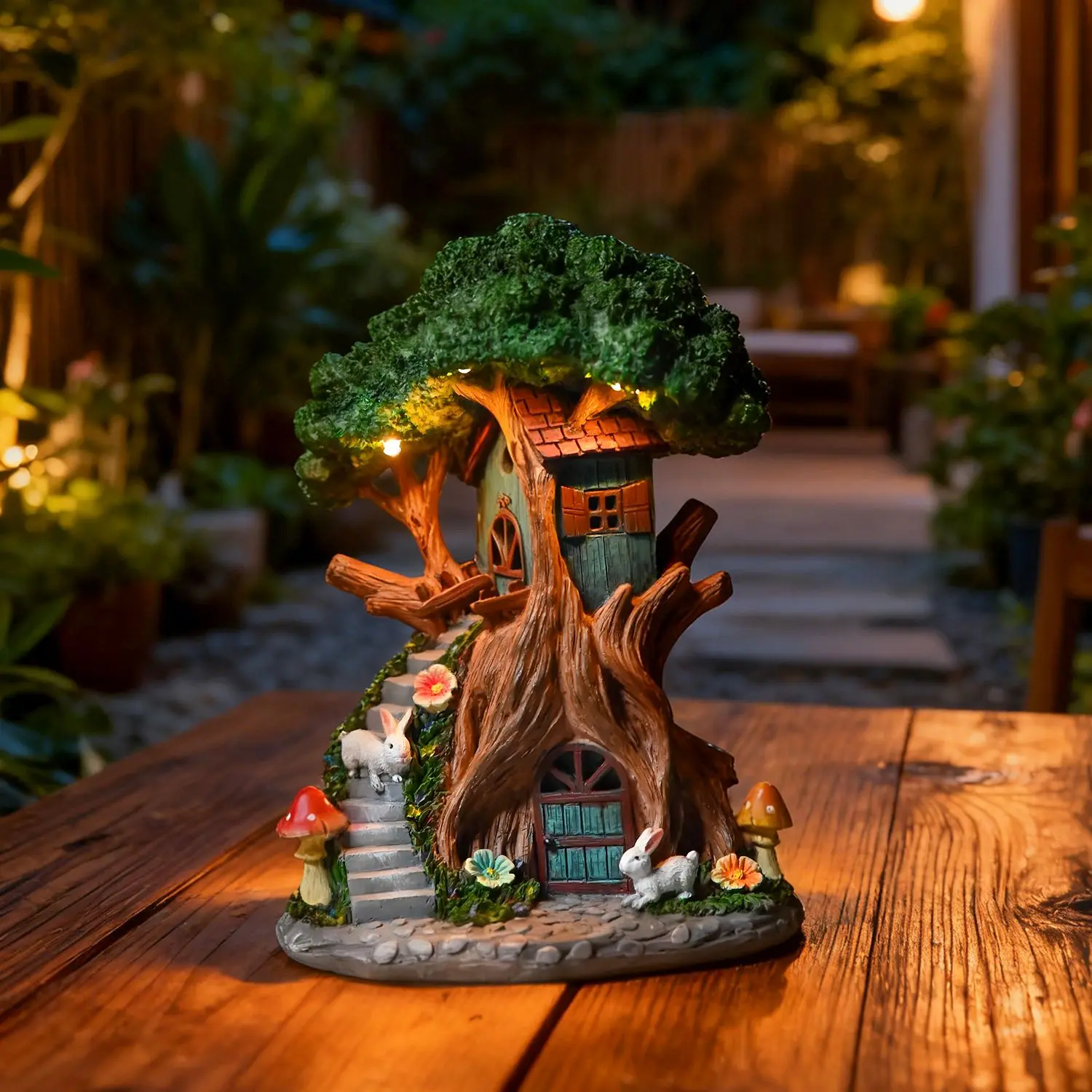 Fairy Garden 6.3 4.7 9.1 Inches 16 12 23cm Solar LED Statue Whimsical Outdoor Statue Solar Outdoor-safe Finish