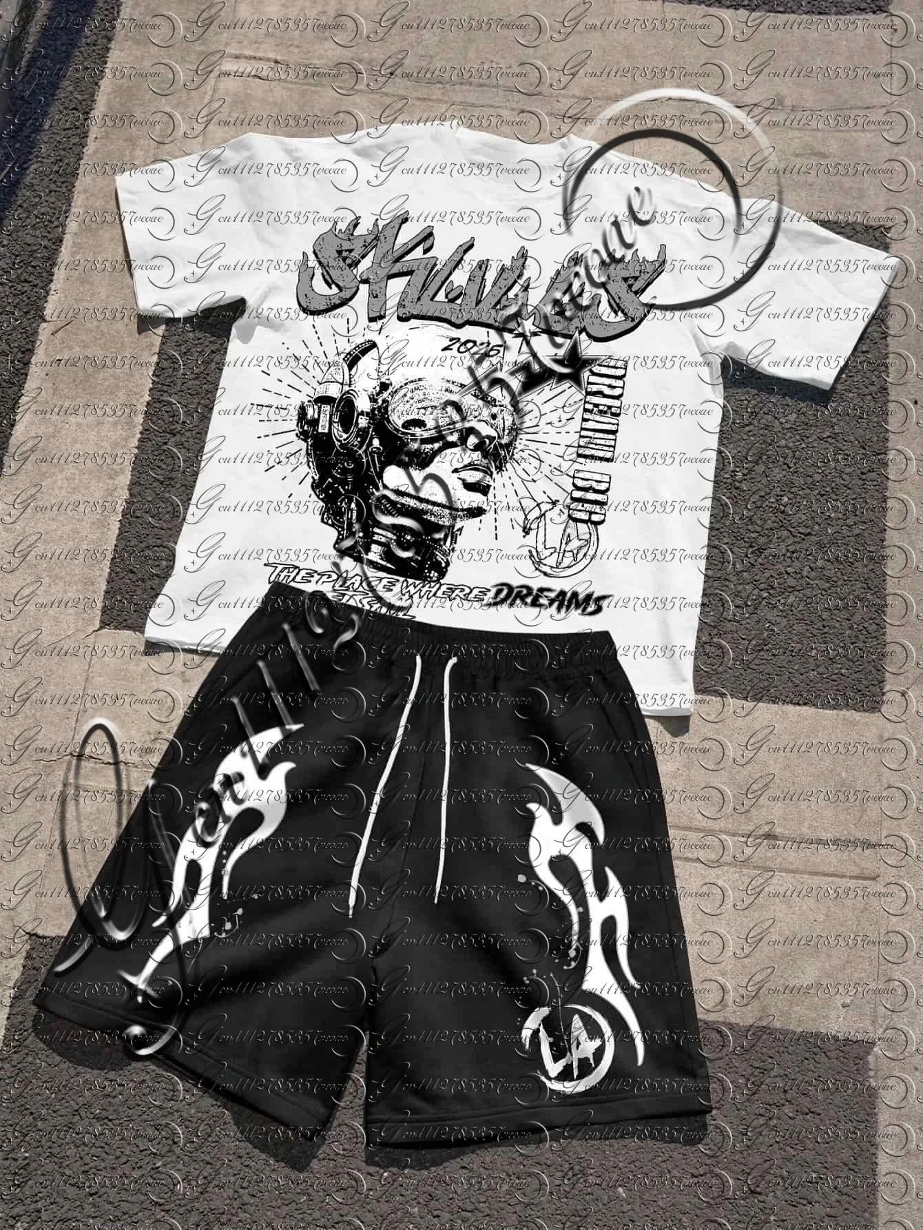 

Summer Men's Fashionable Breathable Comfortable Letter Printed Round Neck T-shirt Shorts Set Outdoor Casual Top