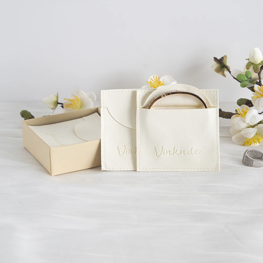 مفصل البيج أكياس المجوهرات الفاخرة 10x10 سنتيمتر شخصية شعار قلادة القرط التعبئة والتغليف ستوكات المغلف الزفاف هدية الحقائب #5