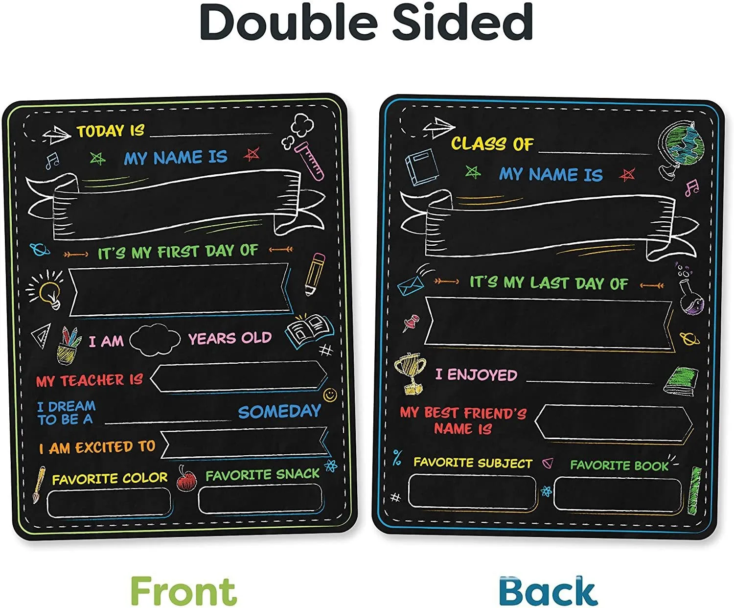 1/2pc First and Last Day of School Board,Reusable Wooden Chalkboard Double-Sided - My First & Last Day of School Sign Chalkboard