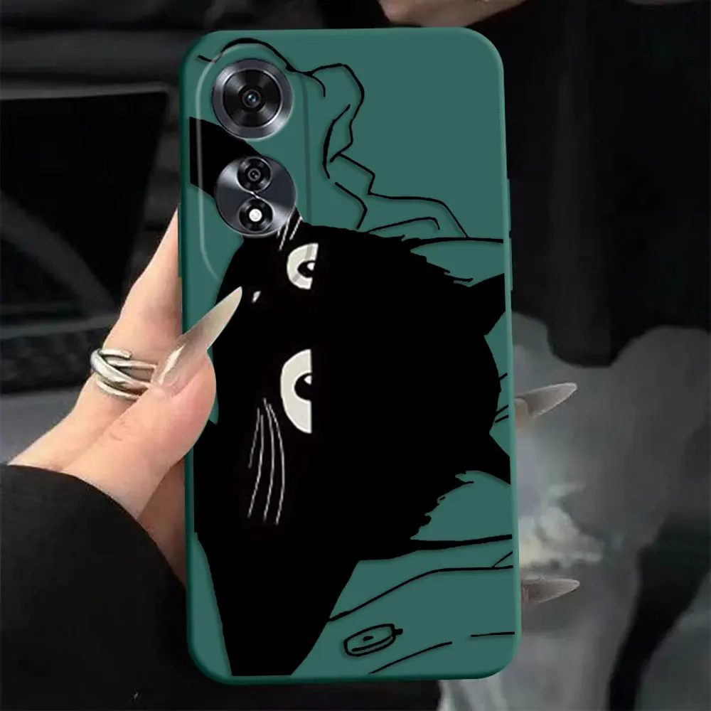 

Funny Black Cat Phone Case For OPPO F11 F29 A9 A15 A16 A16K A17 A31 A38 A53 A54 A57 A60 A74 A78 A91 A92 A93 A94 A98 TPU Case