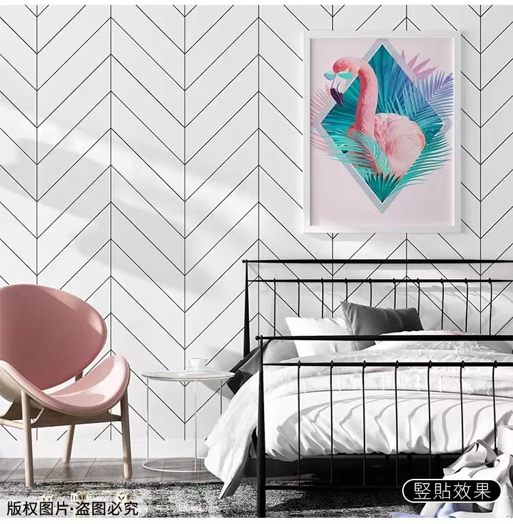 

Thickened Nordic Geometric Creased Wall Paper Bedroom Living Room Wallpaper Waterproof PVC Washable Stickers