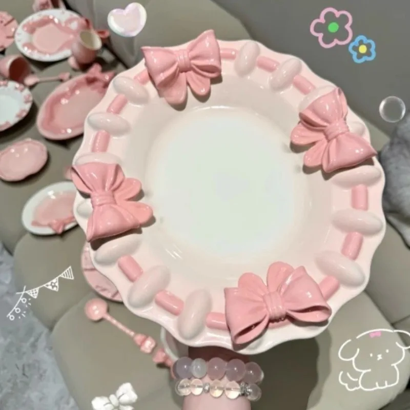 

Popular bow ceramic plate, dessert plate, salad plate, housewarming gift.