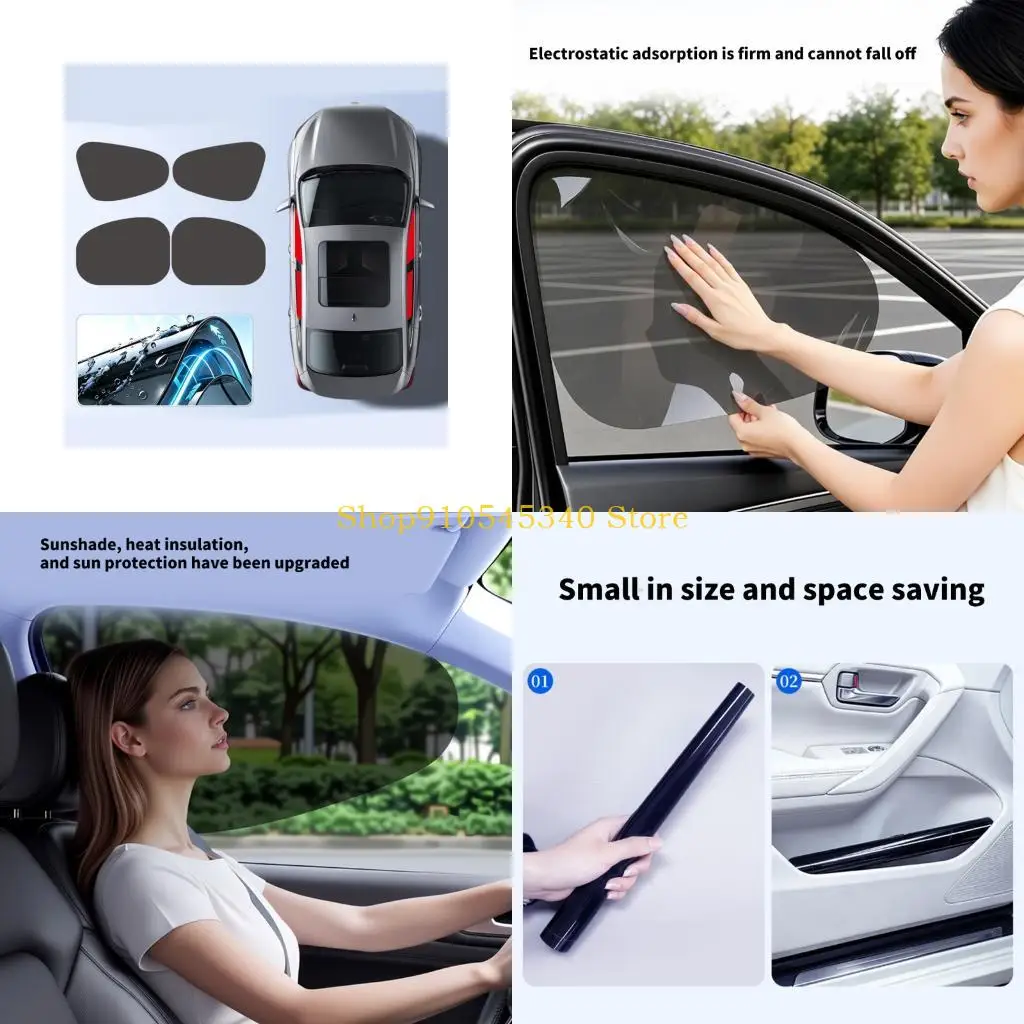 U2JA PVC Auto Window Sunshade Film Set Removable Static Cling Covers for Car Windshield Rear Window and Side Glass Shade