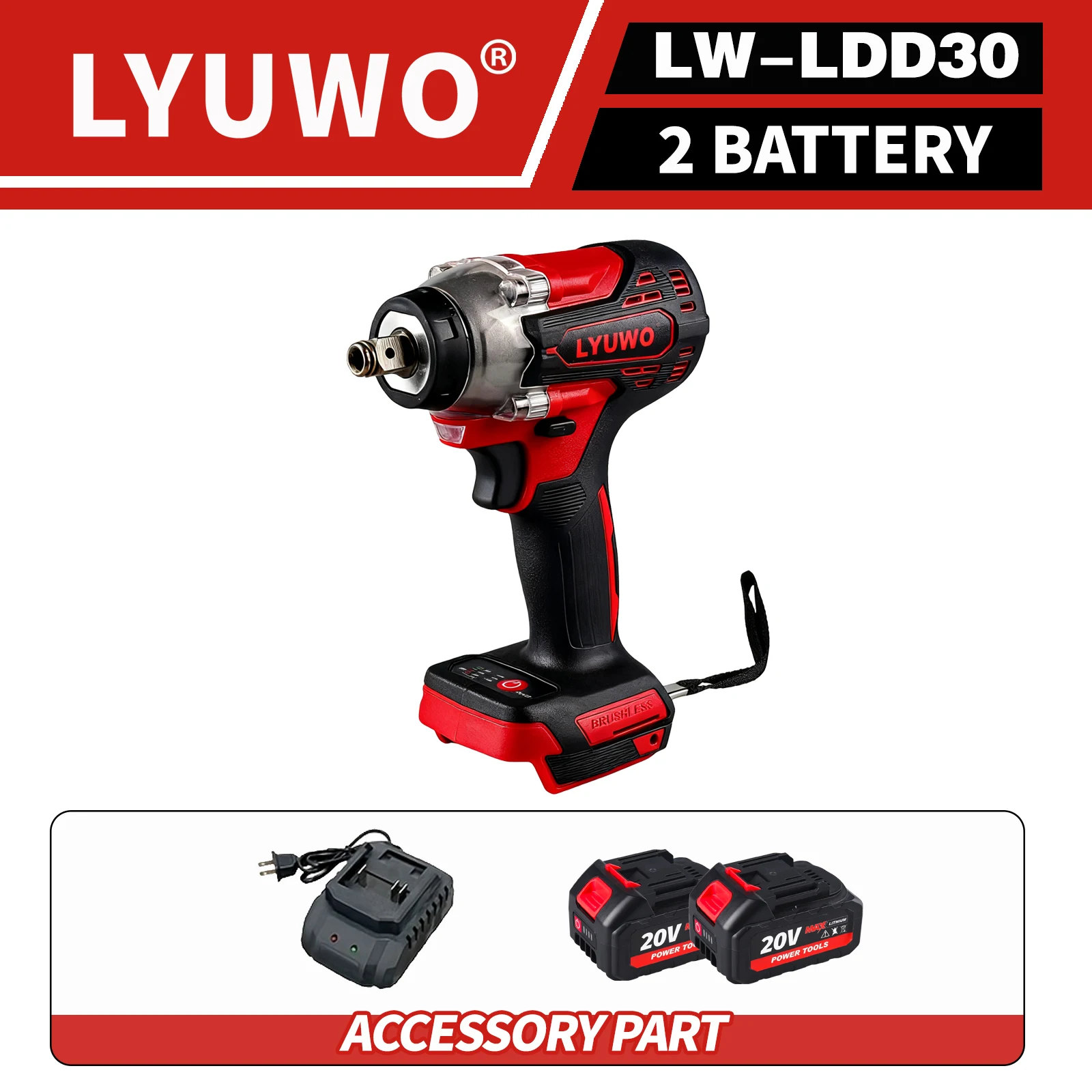 

LYUWO20V impact wrench rechargeable wrench set for home decoration and car repair tools, compatible with MT batteries