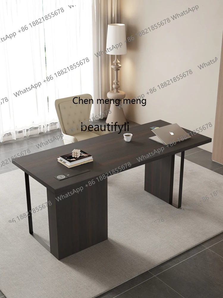 Smoked Wooden  Italian Household Solid Wood Workbench Computer Boss Desk Writing Desk