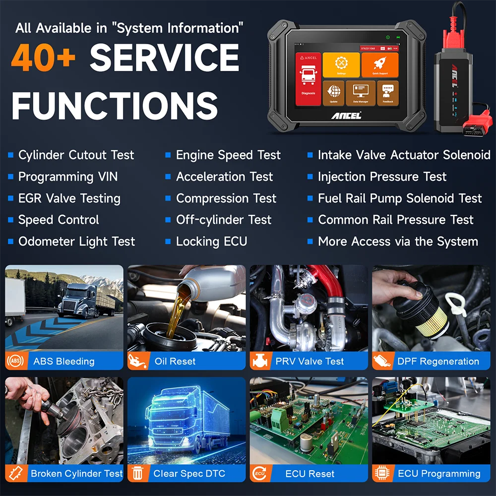 Car Truck Dual Use Car OBD Scanner ANCEL V6 Pro HD Full System Bidirectional ECU Coding 40+ Resets Heavy Duty Diagnostic Tools