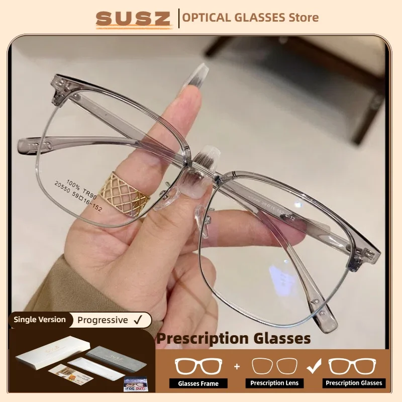 

SUSZ Business Round Frame Design Myopia Prescription Reading Glasses For Women Anti Blue Light Progressive Optical Eyeglasses