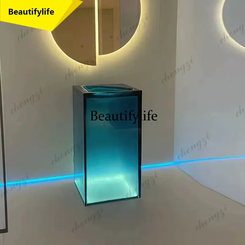 Transparent column basin Color resin Household integrated floor-to-ceiling bathroom Outdoor balcony Courtyard