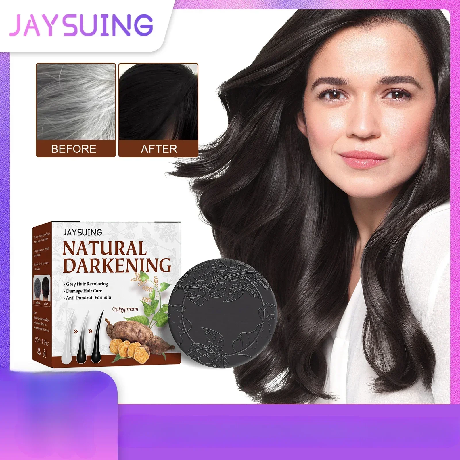 

Jaysuing Shampoo Soap Polygonum Multiflorum Essence Repair Natural Black Hair Moisturizing Smooth Hair Blackened Shampoo Soap