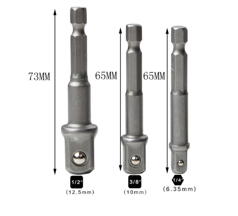 Chrome Vanadium Steel Socket Adapter Hex Shank to 1/4\