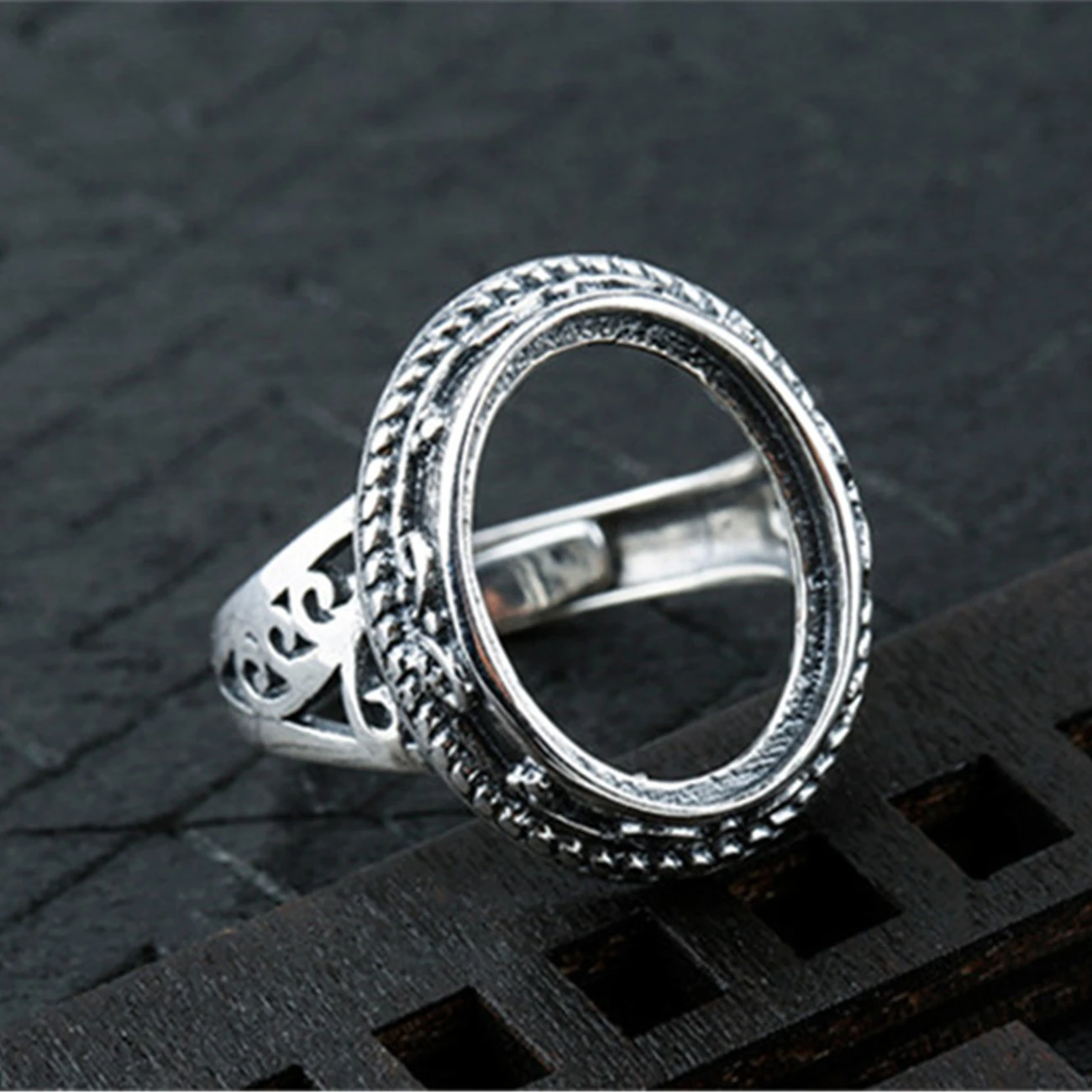 Ring Blank (12x16mm Oval Blank) Adjustable 925 Silver Ring Base Oval Cabochon 925 Silver Ring Setting R1585B