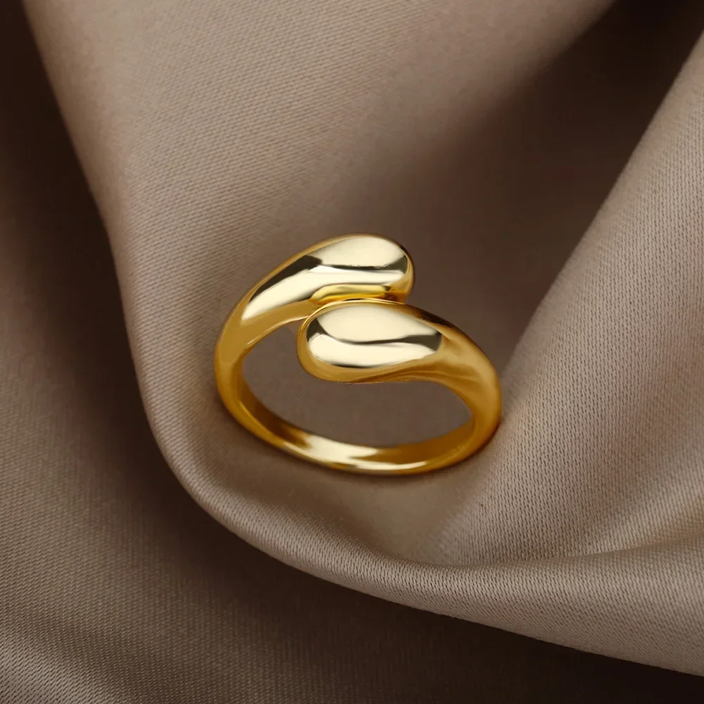 Edelstahlringe für Frauen, ästhetisches Herz, goldfarben, Ehering, Vintage, wasserdicht, Hochzeitsschmuck, Abschlussball, Accessoires, Geschenk