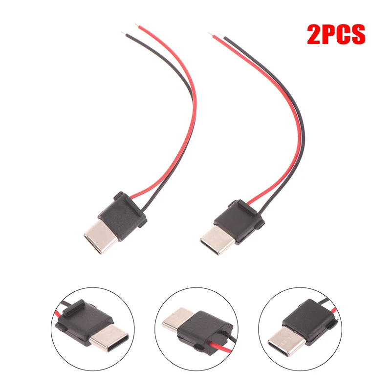 Enchufe macho USB tipo C para soldadura de 2 piezas, Conector de placa de Chip, Cable de carga DIY, piezas de adaptador