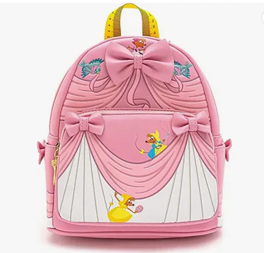 MINISO Disney Loungefly Pink Cinderella Commemorative Backpack Backpack School Bags for Girls