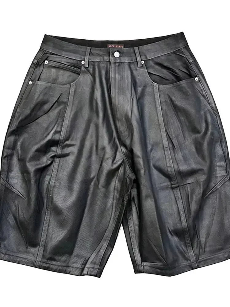 Luudan brush wax balloon silhouette design sense loose dark street cropped pants