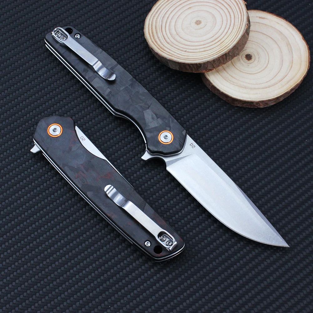 Tunafire GT961 Folding Pocket Knife D2 Steel Micarta Handle Ball Bearing Outdoor Hunting Survival Knives Kitchen Fruit Knife EDC - view 6