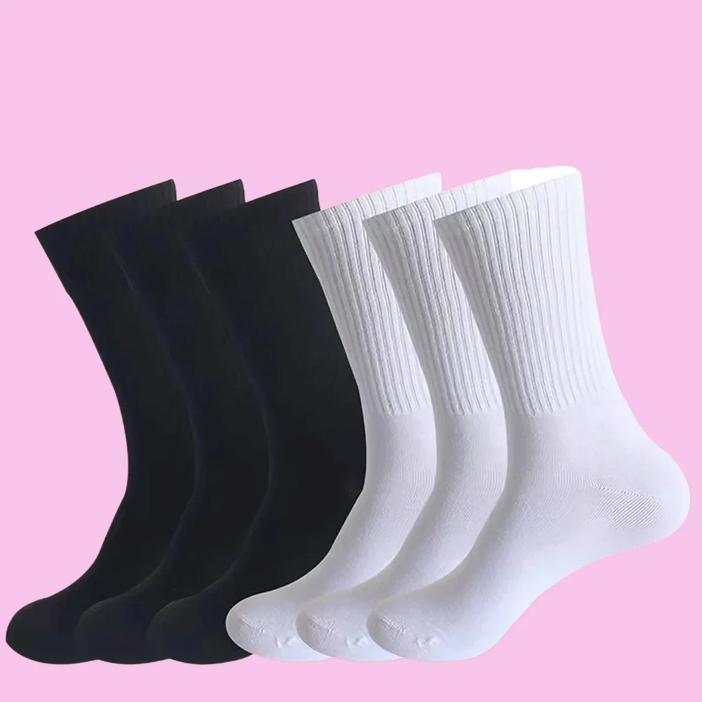 

6/12 Pairs Fashion High Quality Women Solid Socks Simple Fashionable Antibacterial Deodorizing Sweat Absorbing Mid Length Socks