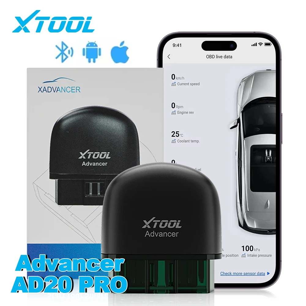 

XTOOL Advancer AD20PRO Bluetooth OBD2 сканер, диагностический инструмент для всех систем, считыватель кодов, сброс масла, тест батареи, бесплатные обновления на всю жизнь