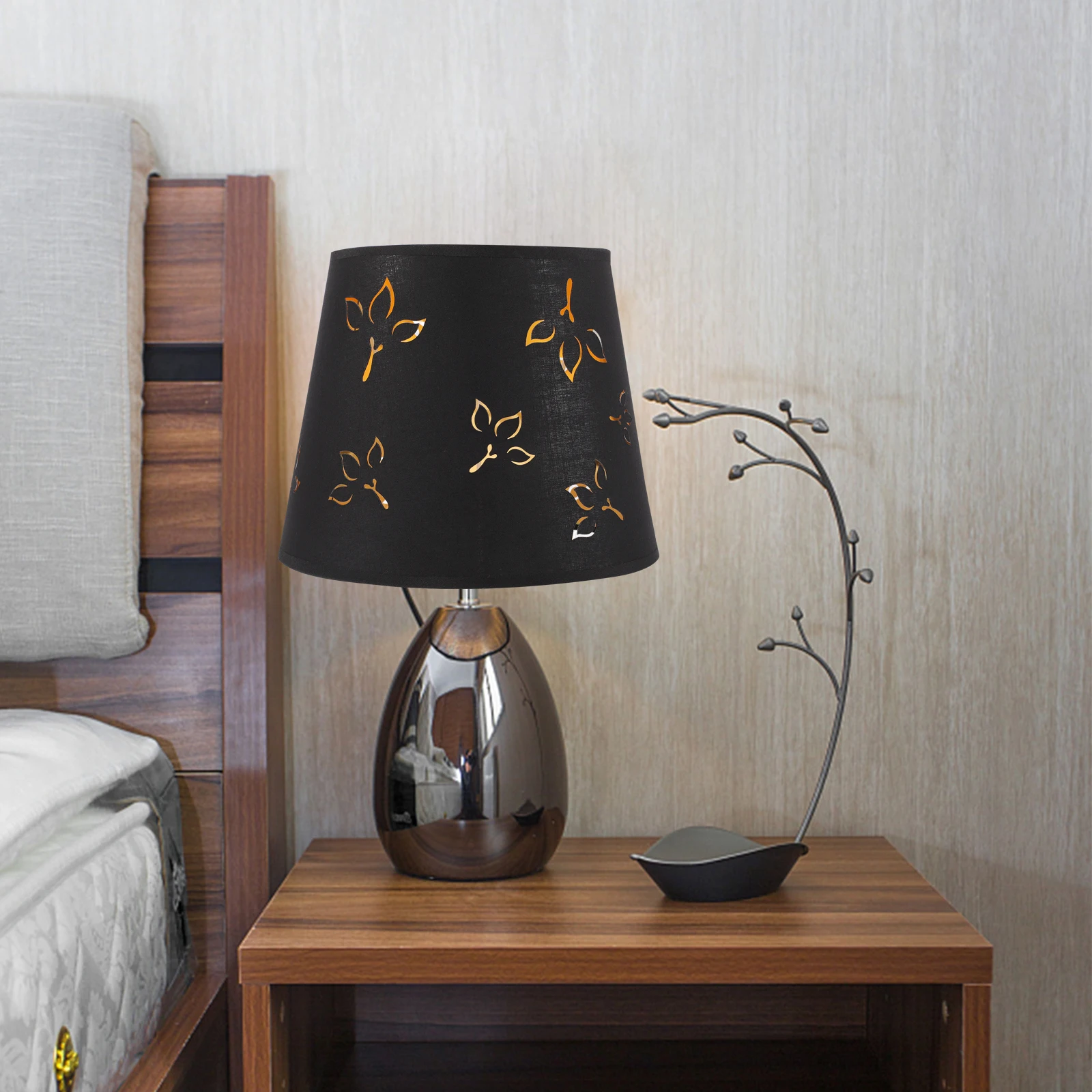 

Dark Green Fabric Lampshade Hollow Woven Cylinder Light Cover Dust Insect Protection Soft Lighting Bedroom Study for Living