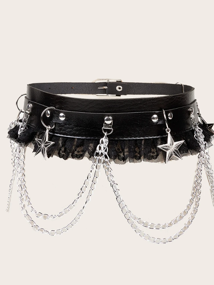 2024 Harajuku Retro Dark Girl Punk Gothic Style Single-breasted Buttonhole Belt Decoration Jk Waist Chain Strap Women Dress Belt