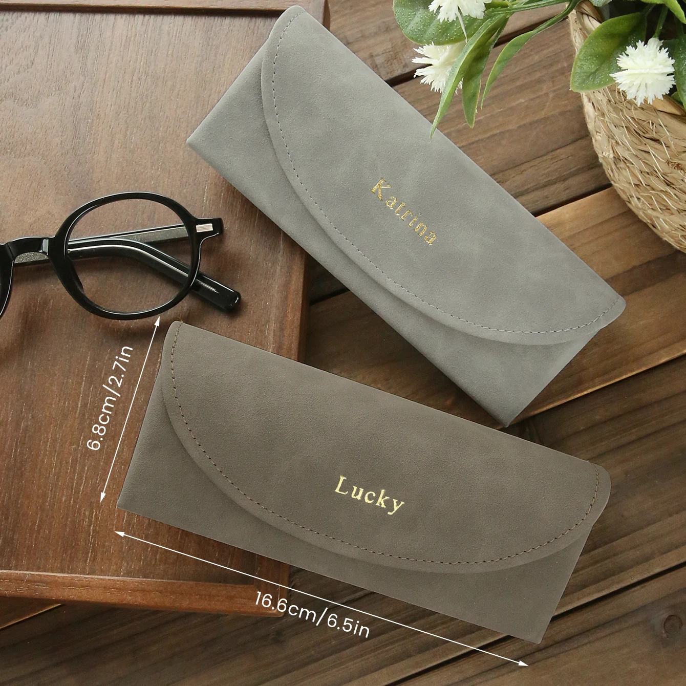 Custom Name Glasses Case Faux Leather Carrying Pouch Personalized Vintage Sunglasses Organizer Holder Eyeglass Box Festival Gift