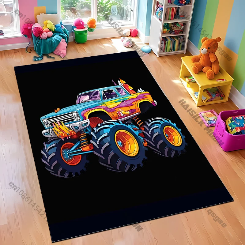 Free shipping! "Bold Monster Truck Rug for Kids' Rooms" carpet for home sofa bedroom, gift mat view 5