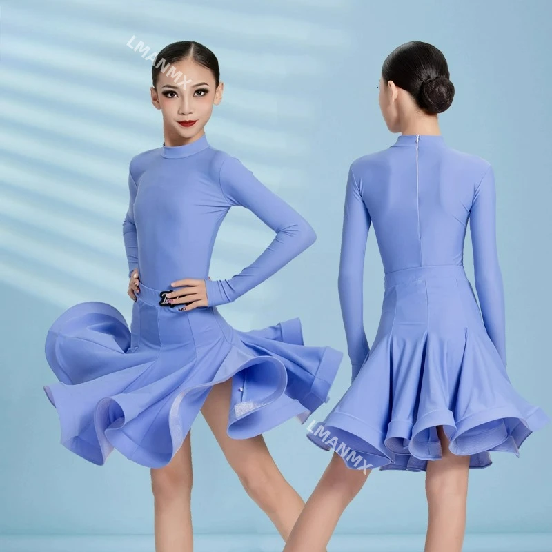 2025 nuevo vestido de baile latino primavera y otoño vestido de actuación de práctica de manga corta