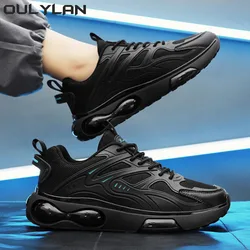 Oulylan-Baskets de course légères en maille respirante pour homme, chaussures de sport décontractées noires