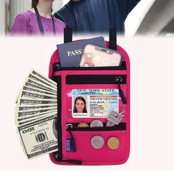 Travel Multifunctional ID Bag Hanging Neck Passport Bag Crossbody Shoulder Storage Bag Passport Holder Coin Protective Case