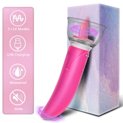 Dildo Vibrator Clitoris  G-spot Vibrator Vagina Breast Massage Dual Head Sex Toys for Women Tongue Licking Pump