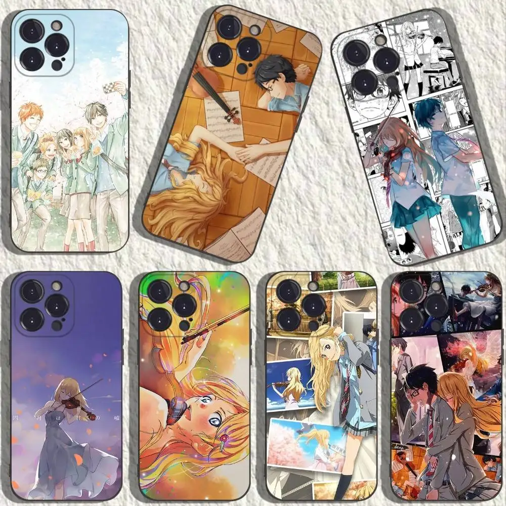 

Comic Your L-Lie in April Phone Case For iPhone 17,16,15,14,13,12,11,Plus,Pro Max,XS,X,XR,SE,Mini,8,7,Soft Silicone Black Cover