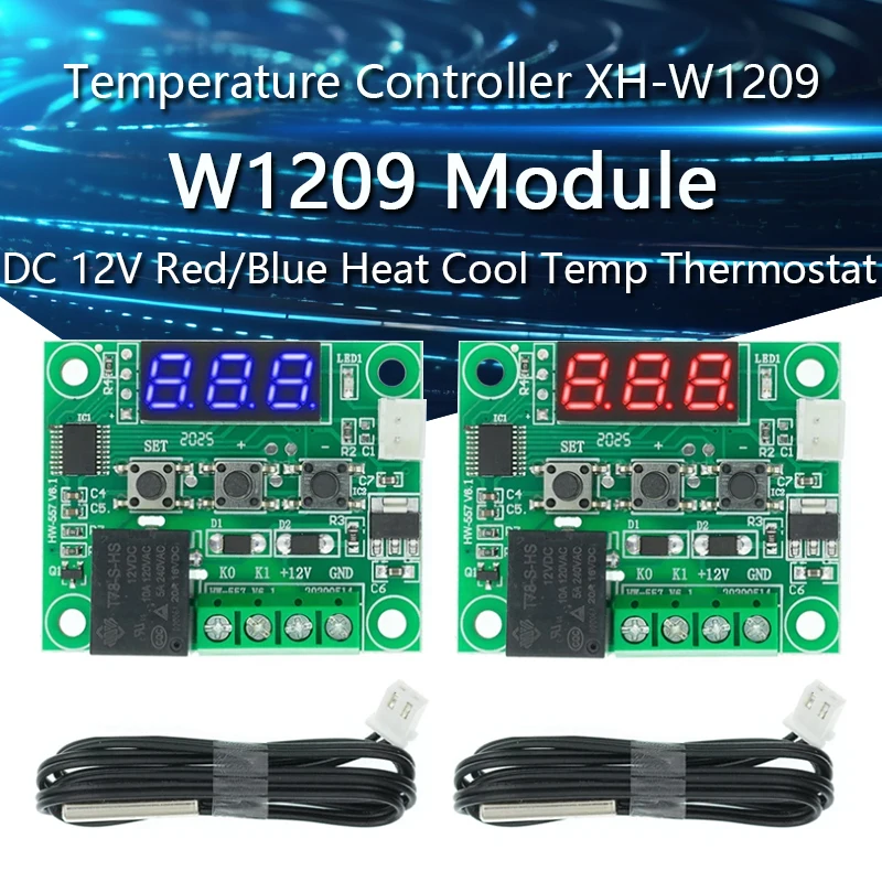 W1209 dc 12v rot/blau wärme kühl temperatur thermostat temperatur regler temperatur regler XH-W1209