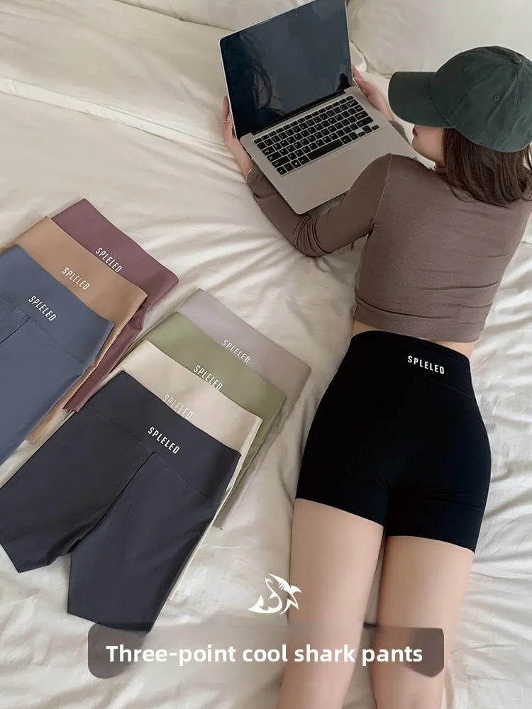 

Брюки для йоги из ледяного шелка, женские летние тонкие дышащие брюки длиной пять четвертей, прохладные велосипедные брюки