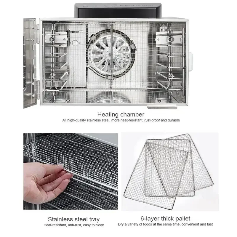 6-layer Household Small Dried Fruit Machine Vegetable Bamboo Shoot Dehydrator Food Air Dryer Stainless Steel Mesh Food Dryer