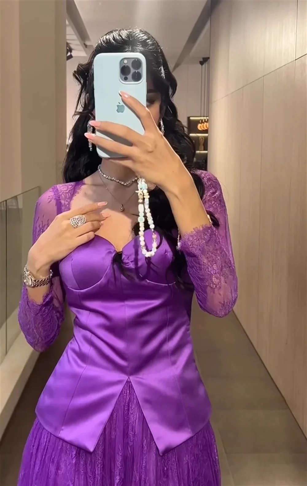 Robe de soirée en dentelle violette, manches longues, sur mesure, Pastrol, Jersey unisexe, rétro, dubaï, saoudien, arabe, bal personnalisé
