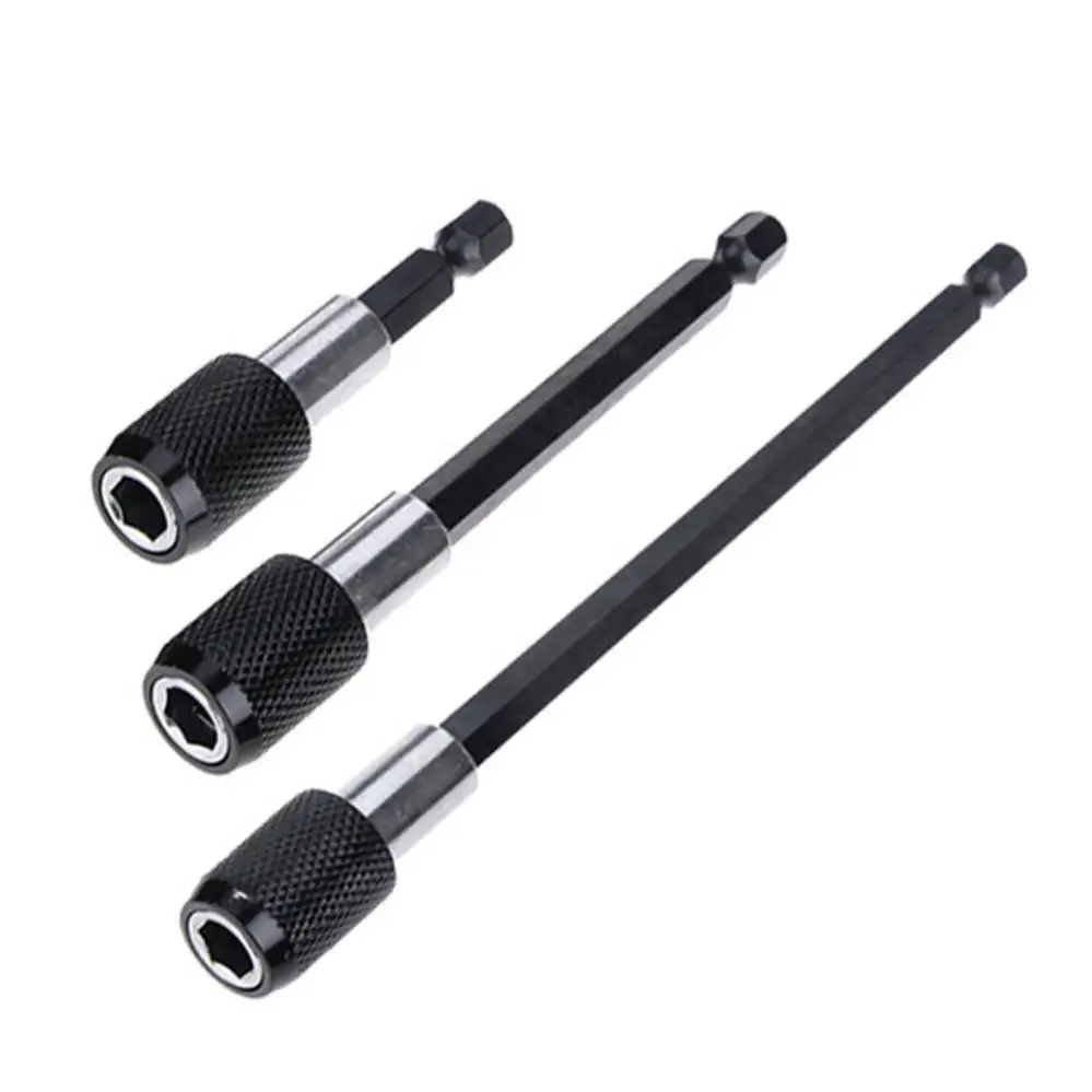 3pcs/set Steel Drill Bit Extender 1/4 Inch Hex Shank Quick Release Bit Holder for Impact Driver, Magnetic Extension Adapter Set