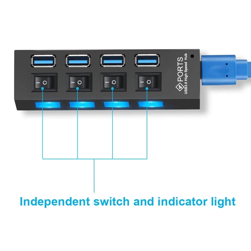 Imagem -02 - Hub Múltiplo do Expansor do Porto do Adaptador de Alimentação 3.0 com Interruptor para o Portátil do Computador Portátil Usb Hub 5gbps de Alta Velocidade Multi Usb Divisor Hab